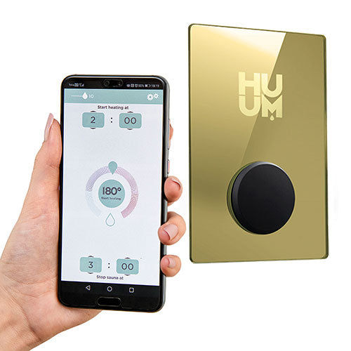 HUUM UKU Gold Wi-Fi Sauna Controller – Luxury Smart Control with Gold Glass Panel