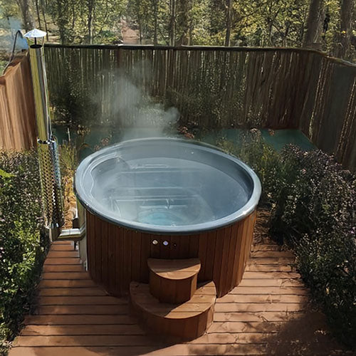 SaunaLife Model S4N – Soak-Series Wood-Burning Hot Tub (Natural Finish, Up to 6 Persons)