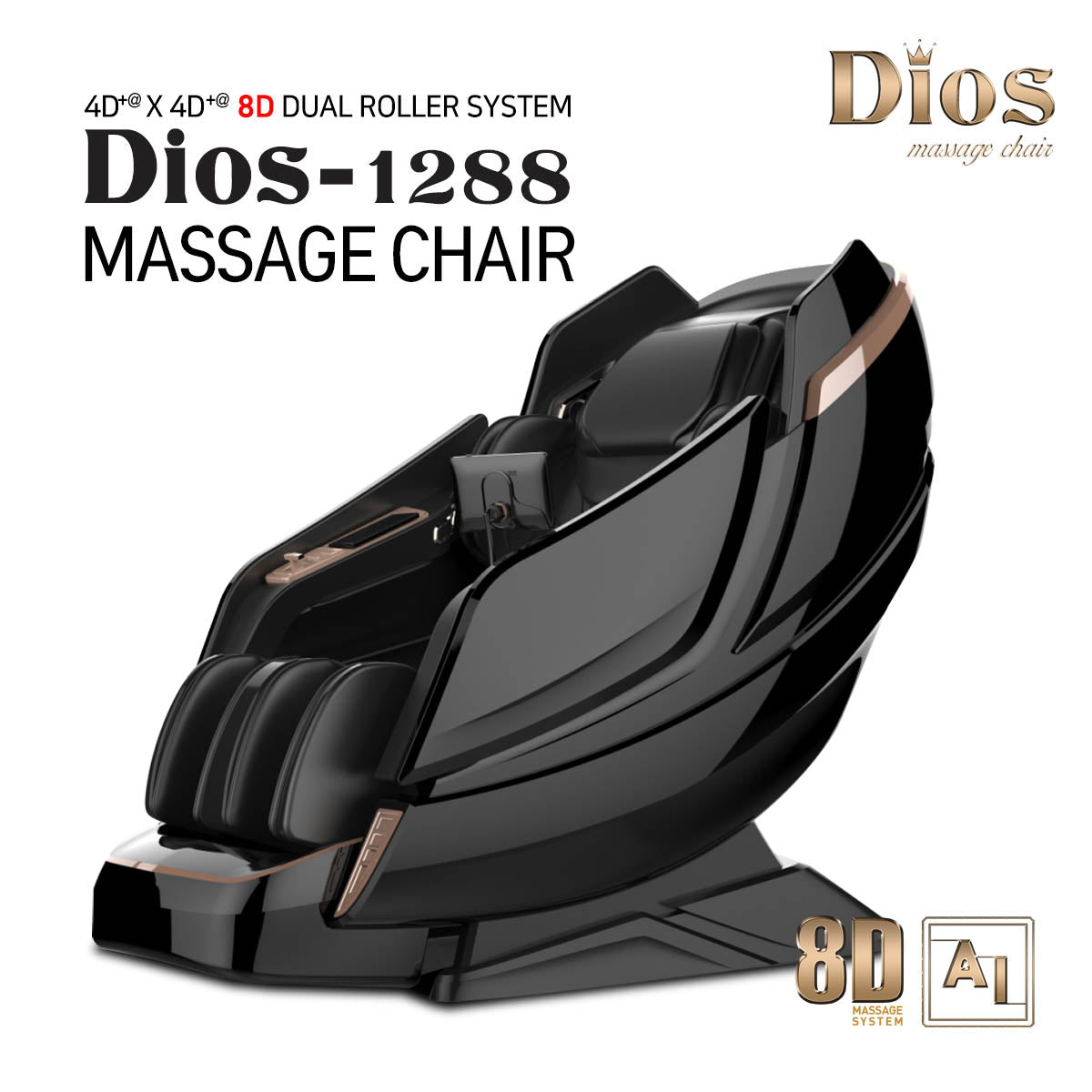 Kahuna Chair DIOS-1288 8D AI Dual Roller (Black)