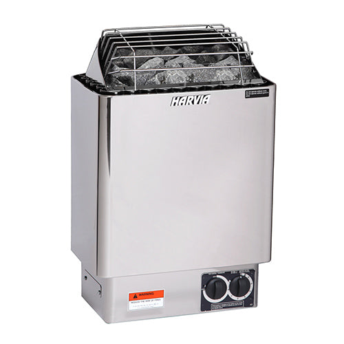 Harvia KIP60B 6 kW Electric Sauna Heater – Built-In Controls, Wall-Mounted Stainless Design