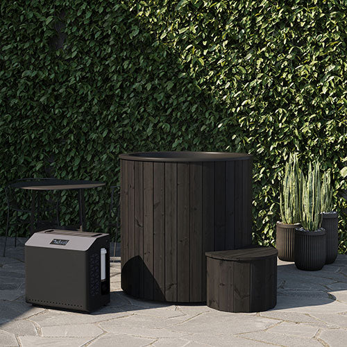 SaunaLife Model S1B Hot & Cold Plunge Tub | Black Thermo-Pine Luxury
