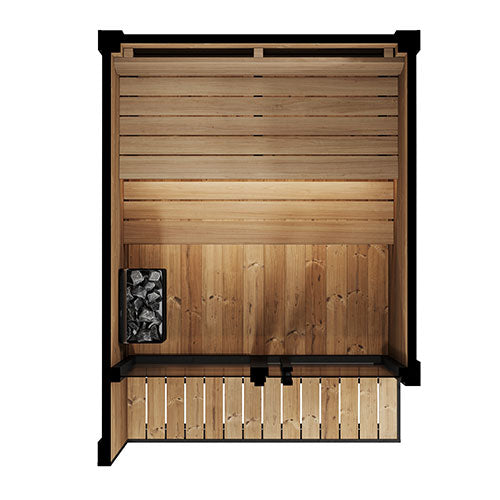 SaunaLife Model GL4 – Garden Luxury Series 4-Person Outdoor Sauna Kit with Thermo-Spruce & Full Glass Front