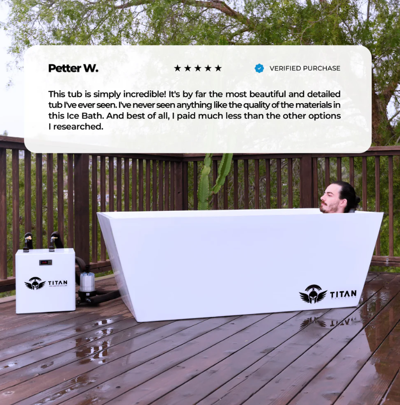 Titan Wellness Triumph Ice Bath Pro Arctic White full-body cold water immersion tub
